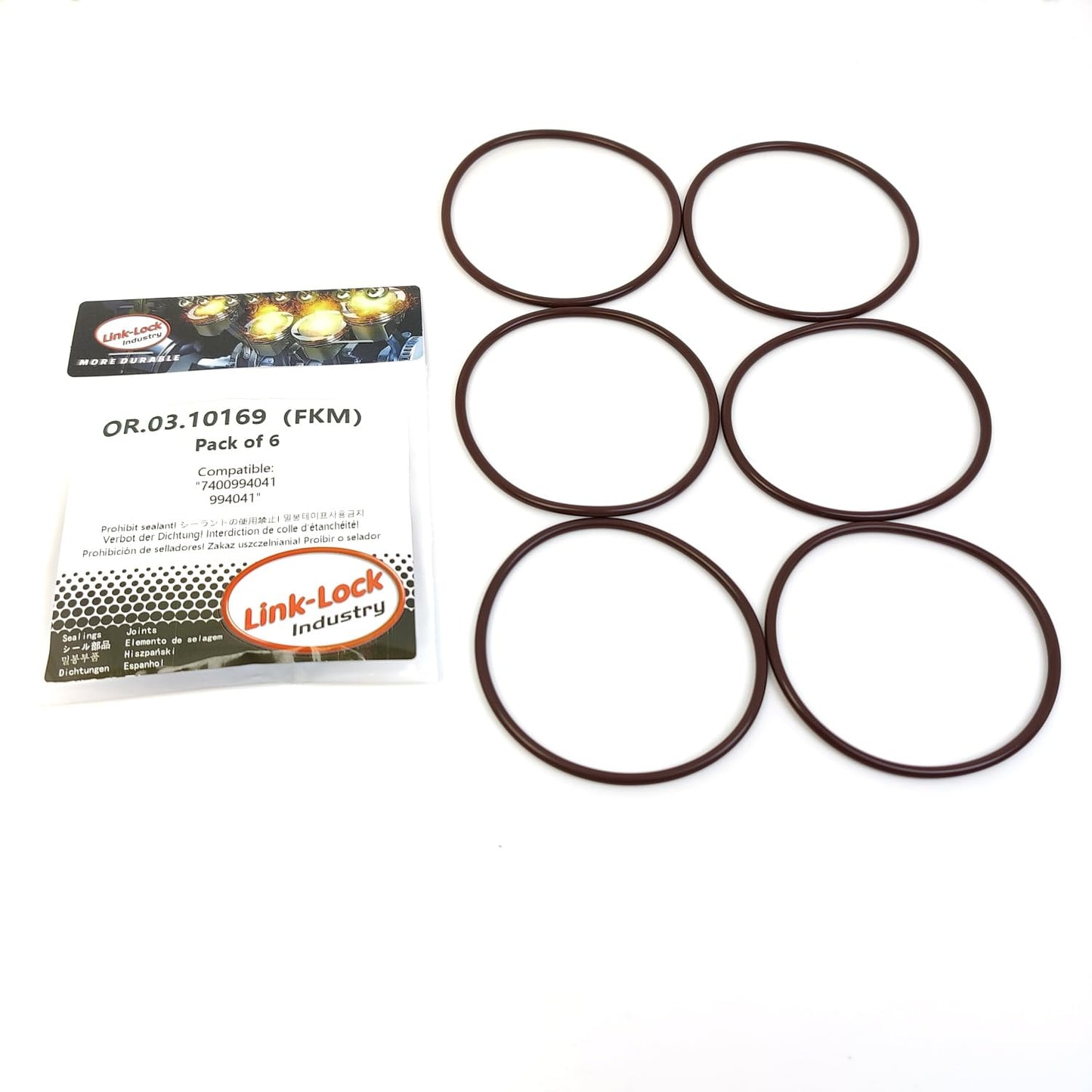 LINK-LOCK 6PCS OR.03.10169 FKM Viton Sealing O-Ring Kit of Coolant pipeline 7400994041 994041 For VOLVO-D5K240 D8K280 D8K350 D8K320 D8K250 For RENAULT TRUCKS-DTI8-122HQ  DTI8-122HR  DTI8-122HS