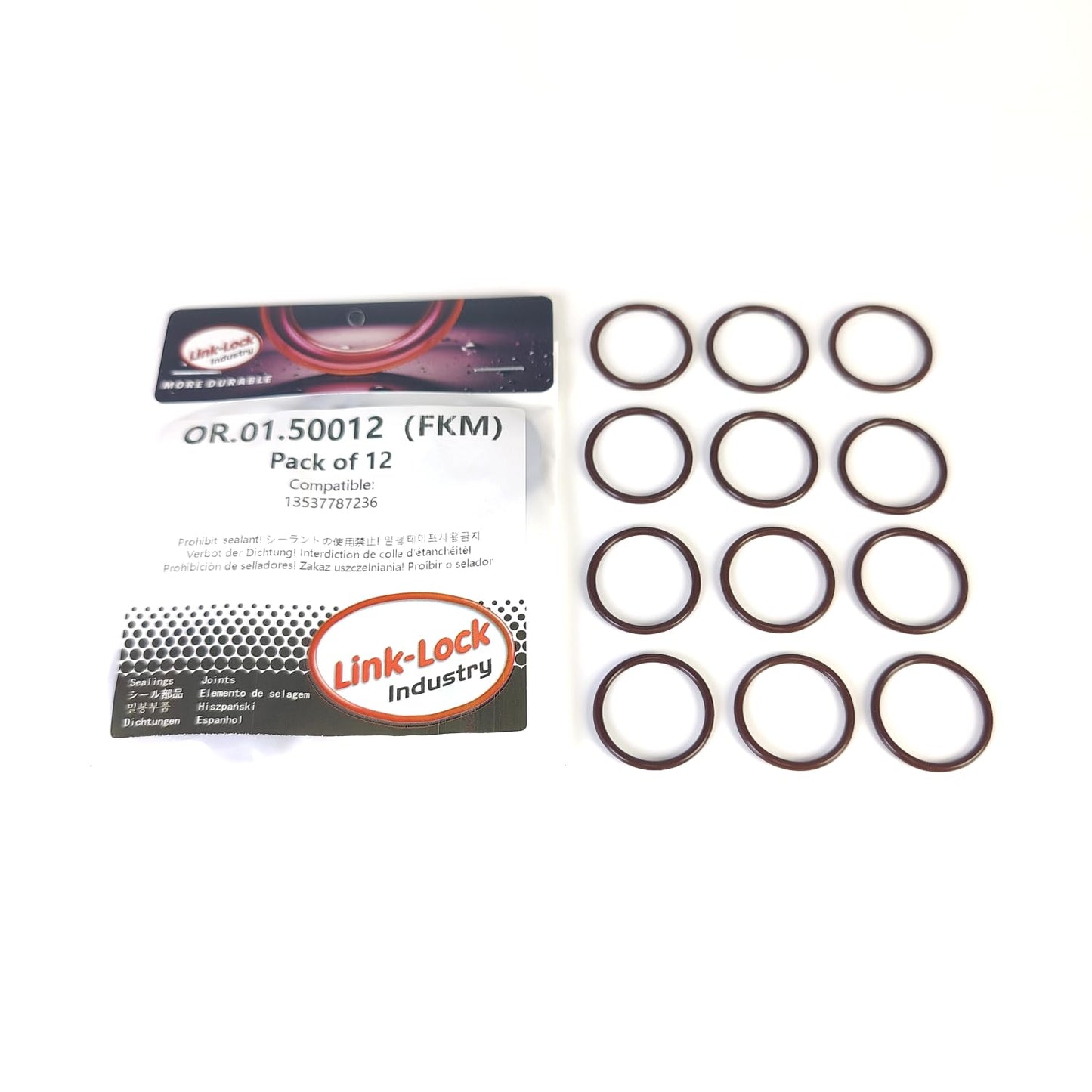 LINK-LOCK 12PCS FKM Viton OR.01.50012 Fuel injection valve O-RING gasket 13537787236 for BMW M47 M57