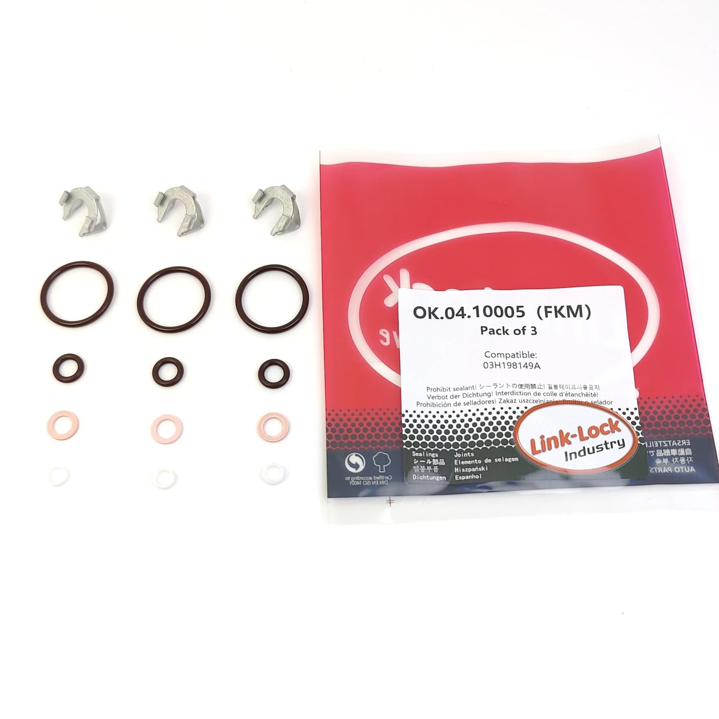 LINK-LOCK 3Set OK.04.10005 fuel injector repair kit 03H198149A with FKM Viton O-RING For VW For AUDI V6 3.6L 3.2L BWS BHK 1/3/5cylinder