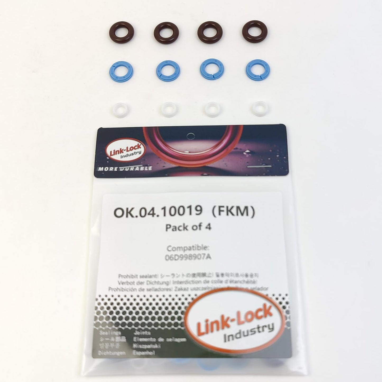 LINK-LOCK 4Set OK.04.10019 fuel injector repair kit 06D998907A with FKM Viton O-RING For VW For AUDI 2.0T BWA CDLB CDLC