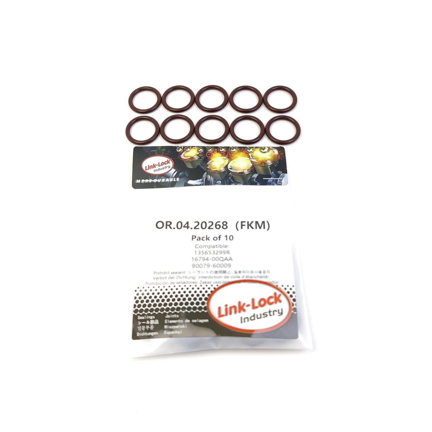 LINK-LOCK 10PCS OR.04.20268 FKM Viton Sealing O-Ring Kit of Injector 135653299R 16794-00QAA 90079-60009 for DACIA for NISSAN for TOYOTA