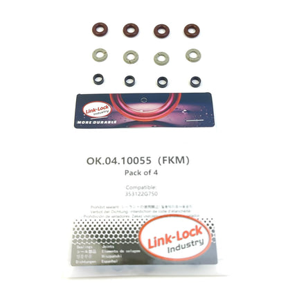 LINK-LOCK 4Set OK.04.10055 fuel injector repair kit 353122G750 with FKM Viton O-RING For HYUNDAI For KIA 2.0T 1.6T G4FJ G4KH G8BE