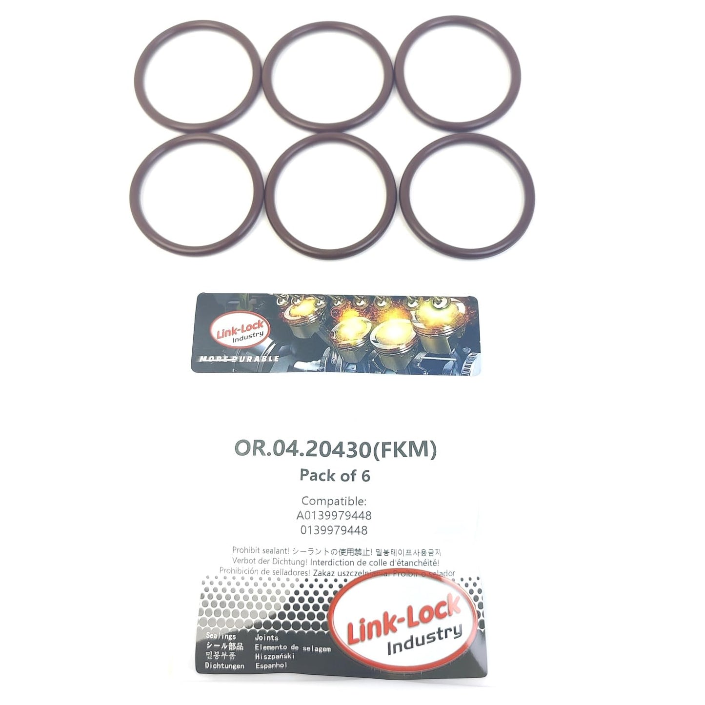 LINK-LOCK 6PCS OR.04.20430 FKM Viton 42×4.5 Sealing Universal O-Ring Kit A0139979448 0139979448 for MERCEDES-BENZ