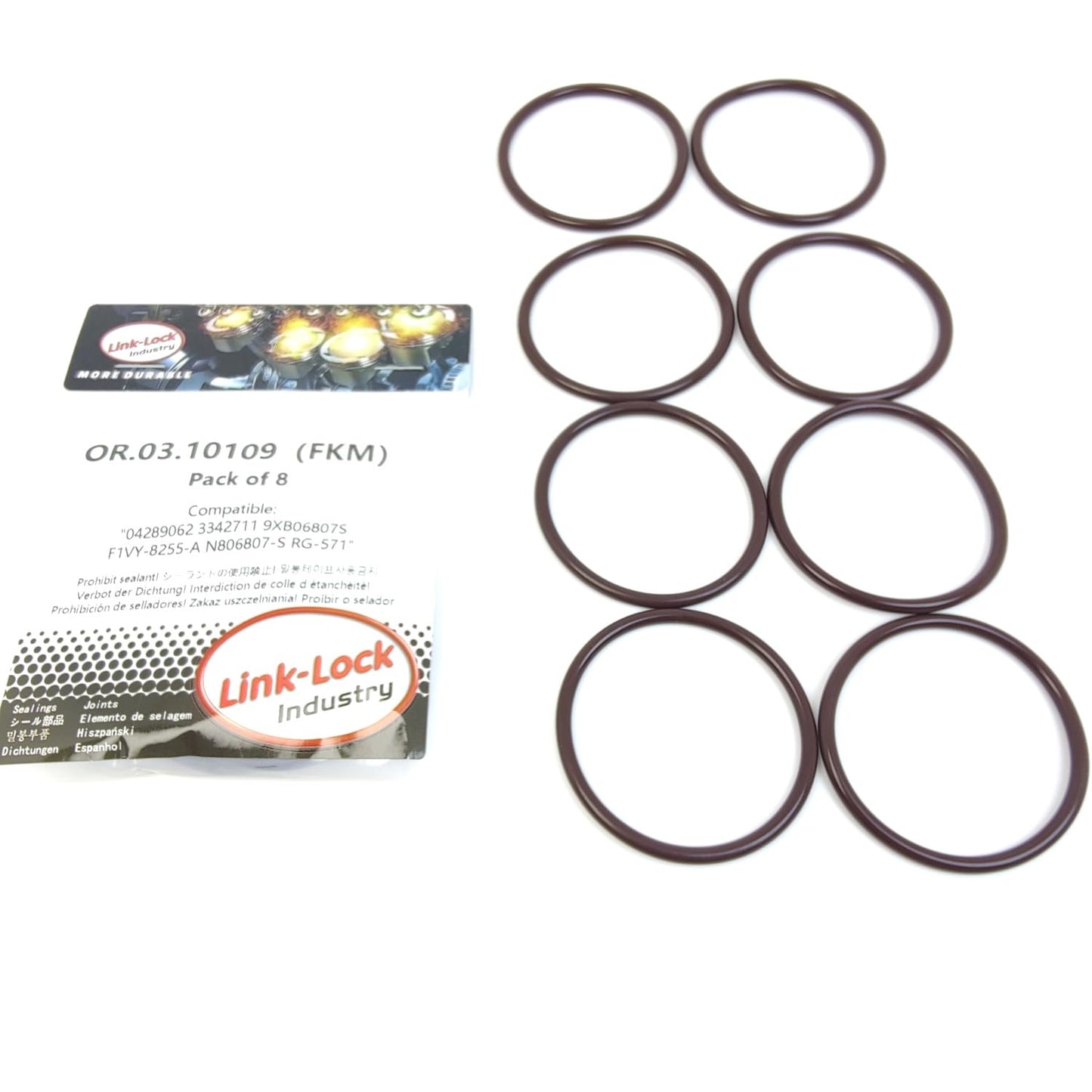 LINK-LOCK 8PCS OR.03.10109 FKM Viton Sealing O-Ring Kit Of Thermostat 04289062 3342711 N806807-S For FORD-AJ LCBE SEC SGA MEBA LCBA T30PDED For GINETTA-C37PDED For FORD USA-99Z C30PDED 99Z1 AJ C23HD0D