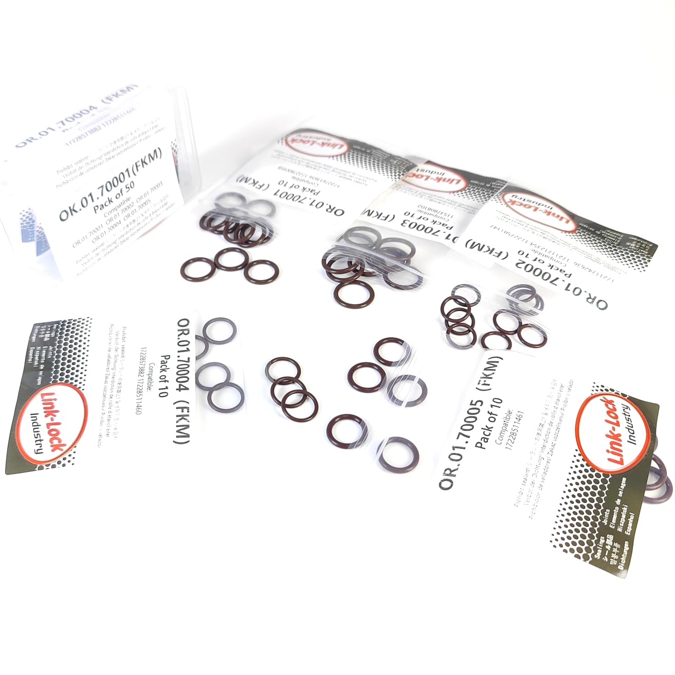 LINK-LOCK 50PCS FKM Viton OK.01.70001 O-RING Kit for transmission cooling pipe 17227613656 17227800958 17211742636 for BMW E46 E90 E93 E60 E65 F82 E66 F02 E70 E71 E85