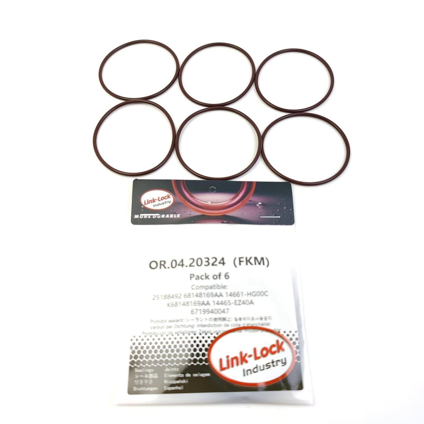 LINK-LOCK 6個 OR.04.20324 FKMバイトン製シーリングOリングキット 燃料噴射ポンプ用 25188492 68148169AA 14661-HG00C K68148169AA 14465-EZ40A 6719940047 シボレー クライスラー インフィニティ ジープ 日産用