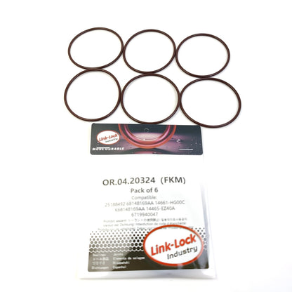 LINK-LOCK 6個 OR.04.20324 FKMバイトン製シーリングOリングキット 燃料噴射ポンプ用 25188492 68148169AA 14661-HG00C K68148169AA 14465-EZ40A 6719940047 シボレー クライスラー インフィニティ ジープ 日産用