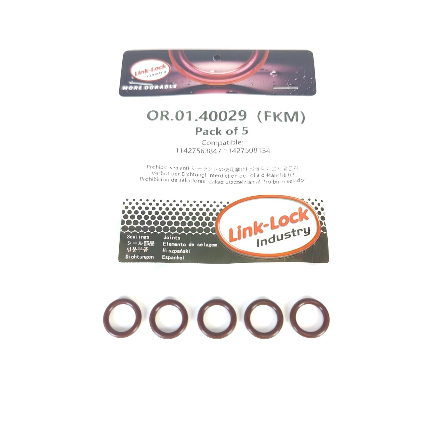 LINK-LOCK 5PCS FKM Viton OR.01.40029 エンジンオイルポンプ Oリングガスケット 11427563847 11427508134 BMW N62 N73 S85用