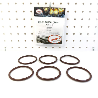 LINK-LOCK 6PCS OR.03.10508 FKM Viton Sealing O-Ring Kit of Thermostat housing 1338216 90118437 For OPEL