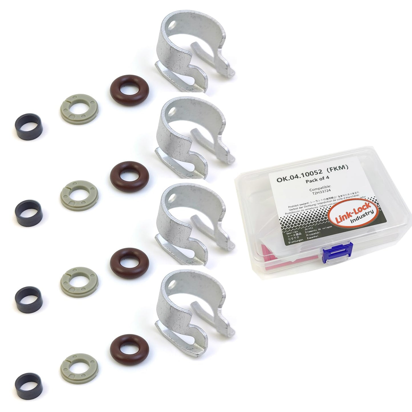 LINK-LOCK 4Set OK.04.10052 fuel injector repair kit T2H33724 with FKM Viton O-RING For JAGUAR 2.0T P250 P300 204PT
