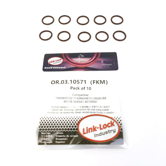 LINK-LOCK 10PCS OR.03.10571 FKM Viton Sealing O-Ring Kit of Exhaust gas turbocharger N90809102 11428604872 LR006184 90118-WA541 4010600 For AUDI For VW For BMW For COMMINS For LAND ROVER For TOYOTA