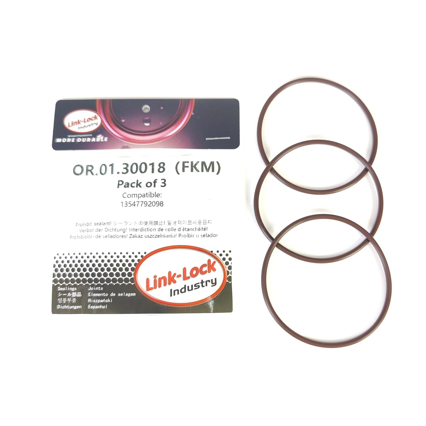 LINK-LOCK 3PCS FKM Viton OR.01.30018 エンジンインテークパイプ Oリング 13547792098 BMW M47 M57用
