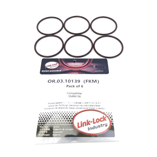 LINK-LOCK 6個 OR.03.10139 FKMバイトン製シーリングOリングキット 冷却水パイプ用 55496156 CADILLAC-LM2 LZ0用 CHEVROLET-LM2 LZ0用 GMC-LM2 LZ0用