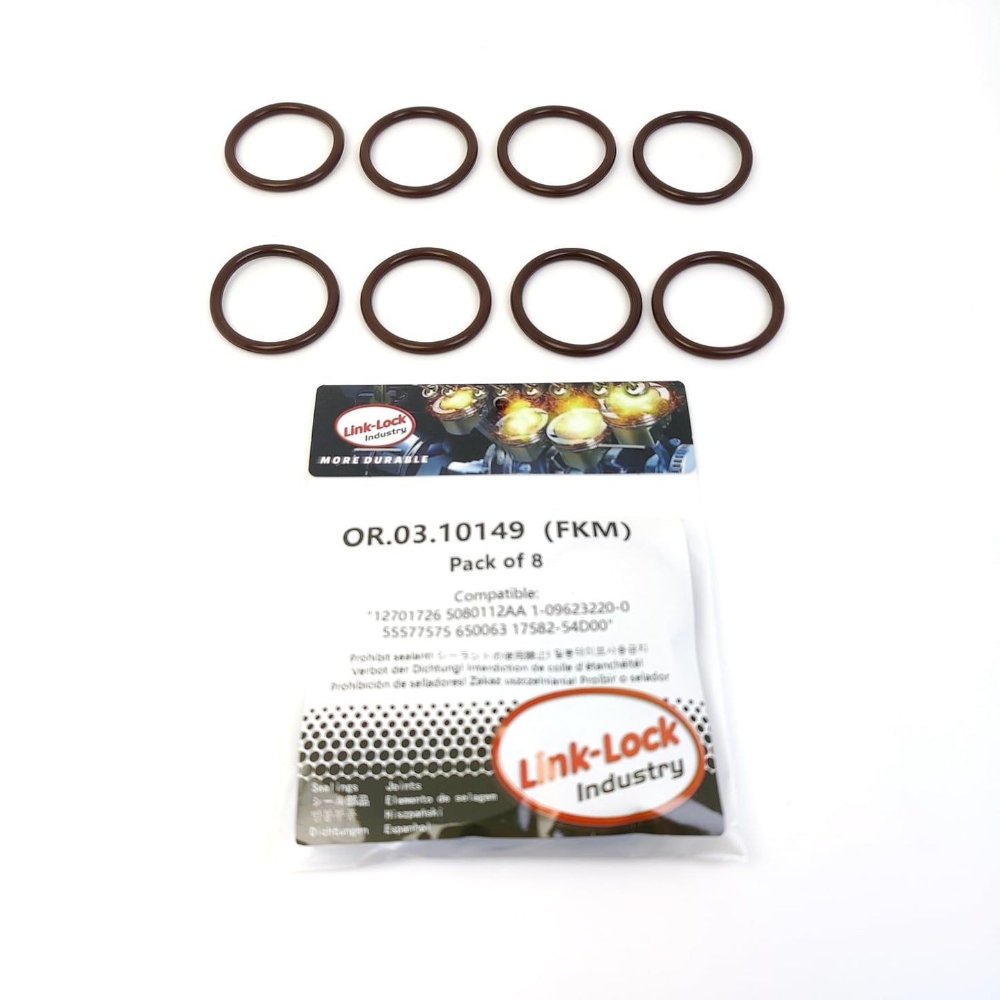 LINK-LOCK 8PCS OR.03.10149 FKM Viton Sealing O-Ring Kit of Cooling water pipe 12701726 5080112AA 1-09623220-0 55577575 650063 17582-54D00 For CHEVROLET-M13A M15A For FIAT-M16A For SUZUKI-M13A M15A
