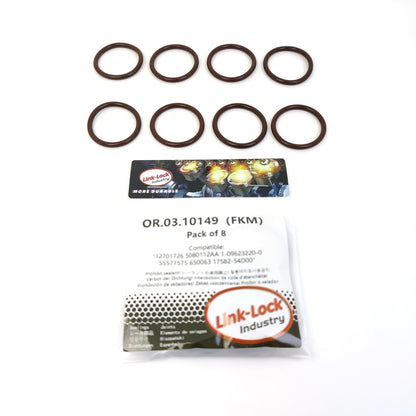 LINK-LOCK 8PCS OR.03.10149 FKM Viton Sealing O-Ring Kit of Cooling water pipe 12701726 5080112AA 1-09623220-0 55577575 650063 17582-54D00 For CHEVROLET-M13A M15A For FIAT-M16A For SUZUKI-M13A M15A