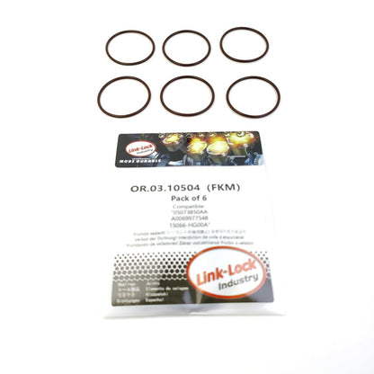 LINK-LOCK 6PCS OR.03.10504 FKMバイトン製シーリングOリングキット 冷却水パイプ 05073850AA A0069977548 15066-HG00A CHRYSLER JEEP MERCEDES-BENZ NISSAN用