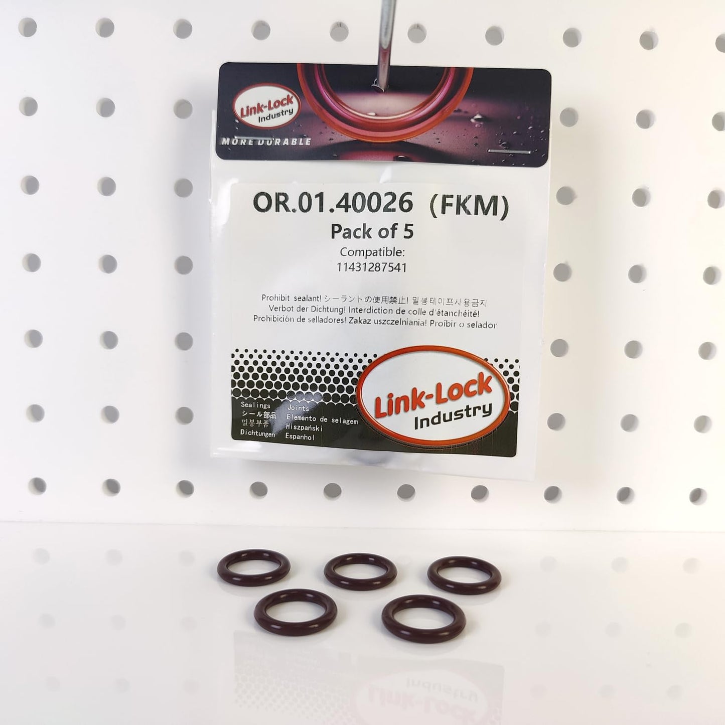 LINK-LOCK 5個 FKMバイトン OR.01.40026 BMW M20 M40 M43 N62用 エンジンオイルレベルゲージ Oリングガスケット 11431287541
