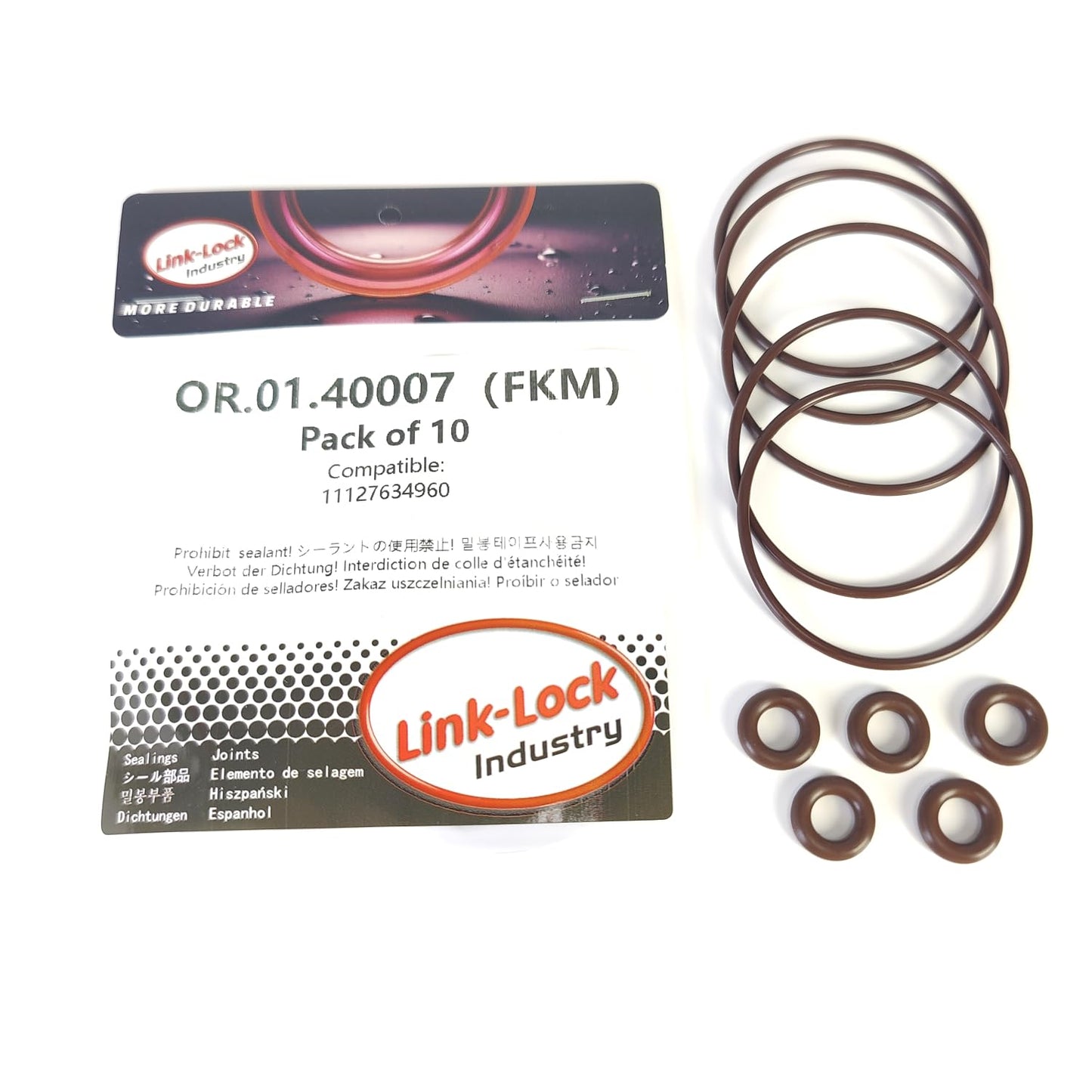 LINK-LOCK 10PCS FKM Viton OR.01.40007 엔진 구동 장치 O-RING 개스킷 11127634960 (BMW N13 N18용)