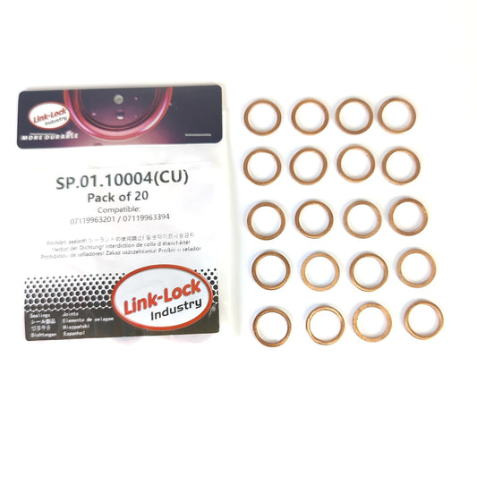 LINK-LOCK 20 PCS 銅製 SP.01.10004 銅製オイルパイプ用ガスケット BMW N63 M50 M52 M54 M40 M62 M60 M73 S63 N14 N18 用 07119963201 07119963394