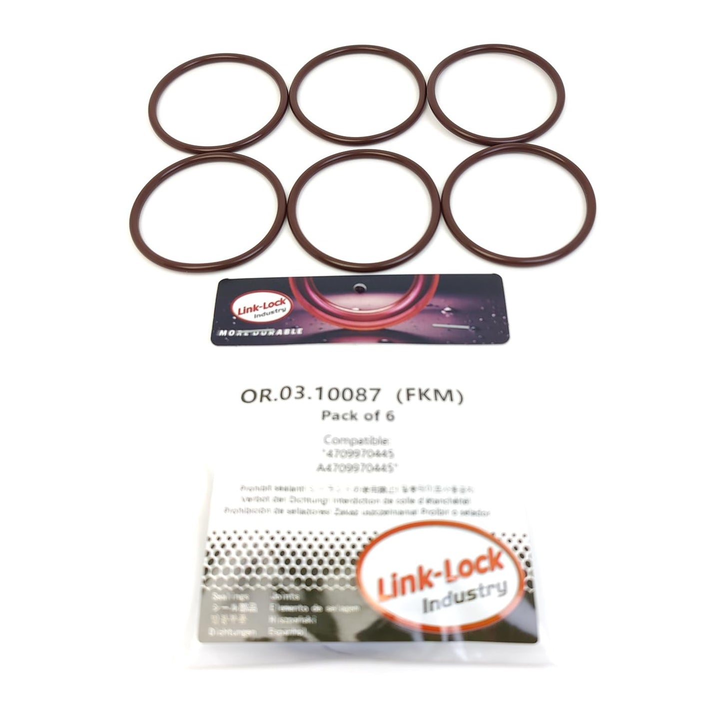 LINK-LOCK 6PCS OR.03.10087 FKM ヴィトン シーリング Oリングキット エンジンオイルクーラー用 4709970445 A4709970445 MERCEDES-BENZ-OM470用 FUSO(MITSUBISHI)-6R20 OM470用 MTU-6R1100C11 6R1100C31用