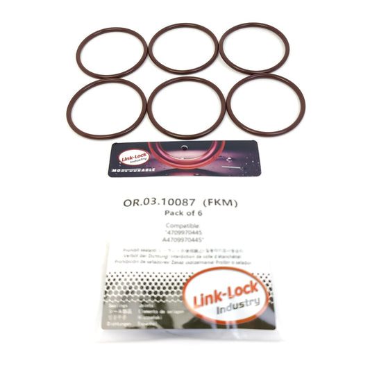 LINK-LOCK 6PCS OR.03.10087 FKM ヴィトン シーリング Oリングキット エンジンオイルクーラー用 4709970445 A4709970445 MERCEDES-BENZ-OM470用 FUSO(MITSUBISHI)-6R20 OM470用 MTU-6R1100C11 6R1100C31用