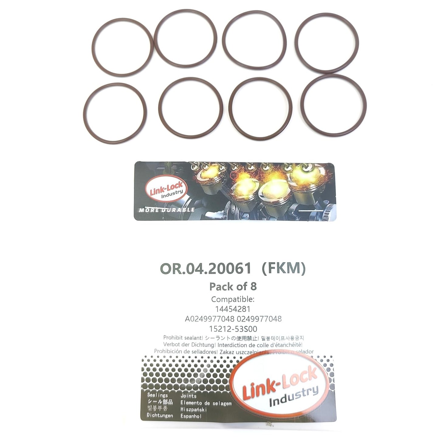 LINK-LOCK 8PCS OR.04.20061 FKMバイトン エンジンオイルレベルセンサー用Oリングキット 14454281 A0249977048 0249977048 15212-53S00 ALFA ROMEO MERCEDES-BENZ SUZUKI用