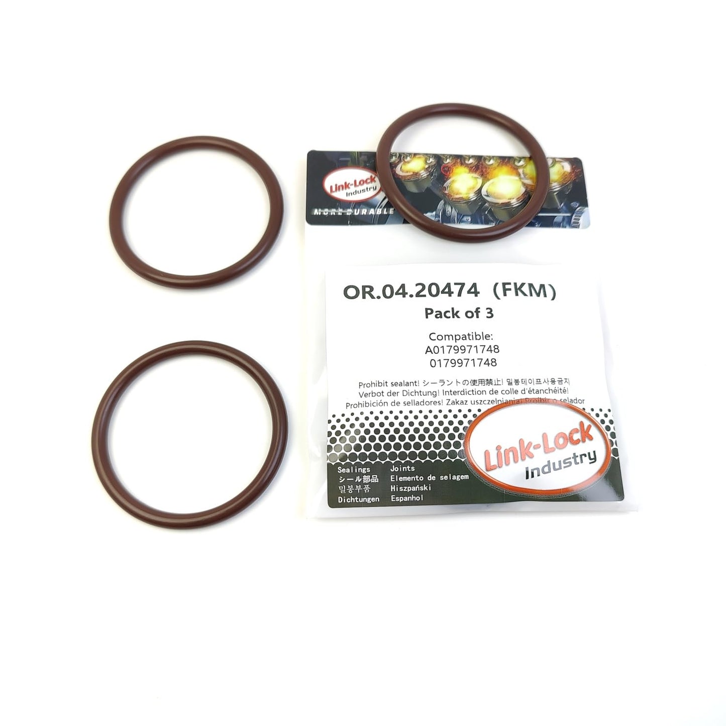 LINK-LOCK 3PCS OR.04.20474 FKM Viton Sealing O-Ring Kit of Exhaust Manifold A0179971748 0179971748 for MERCEDES-BENZ