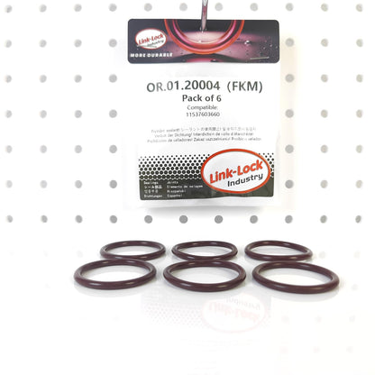 LINK-LOCK 6PCS FKM Viton OR.01.20004 Engine coolant pipe / Water hose O-Ring 11537603660 for BMW N20 N26