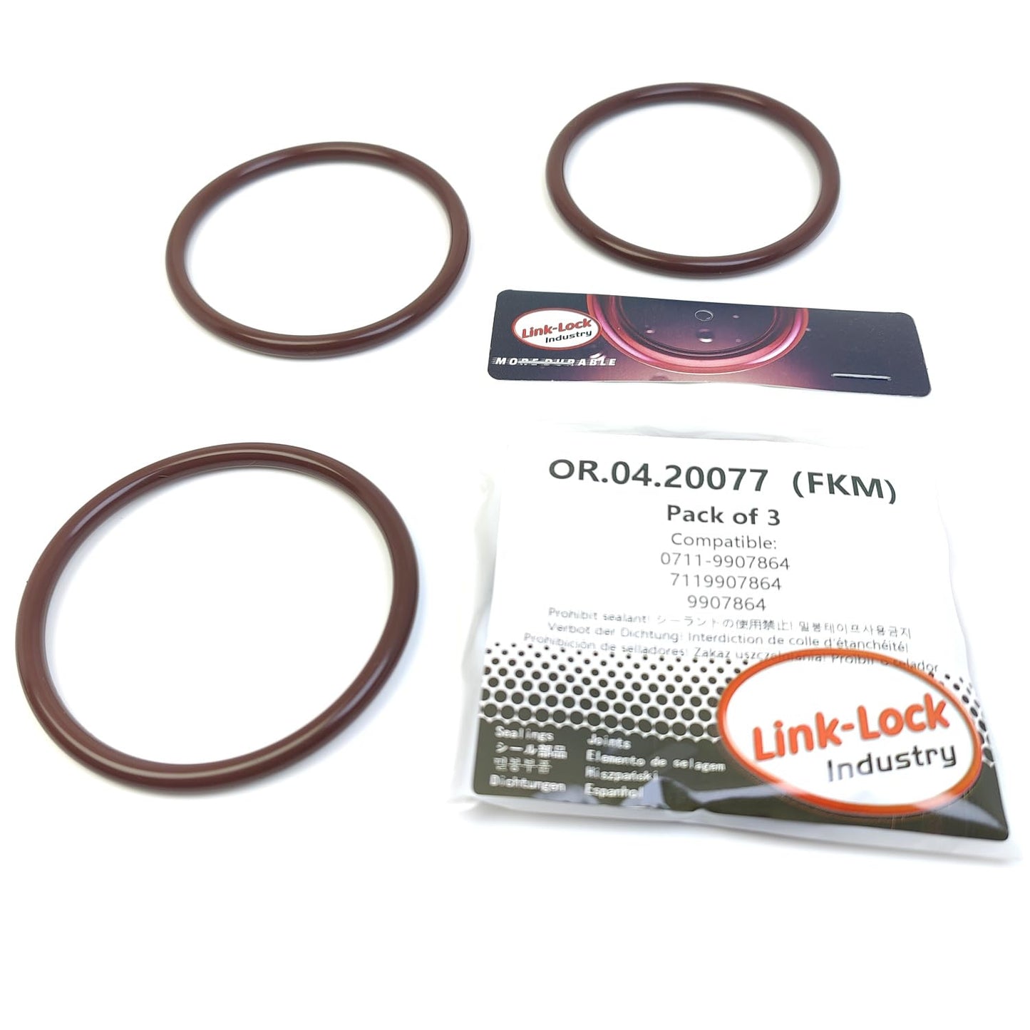 LINK-LOCK 3PCS OR.04.20077 FKM Viton Sealing O-Ring Kit of Exhaust Gas Turbocharger 0711-9907864 7119907864 9907864 for BMW
