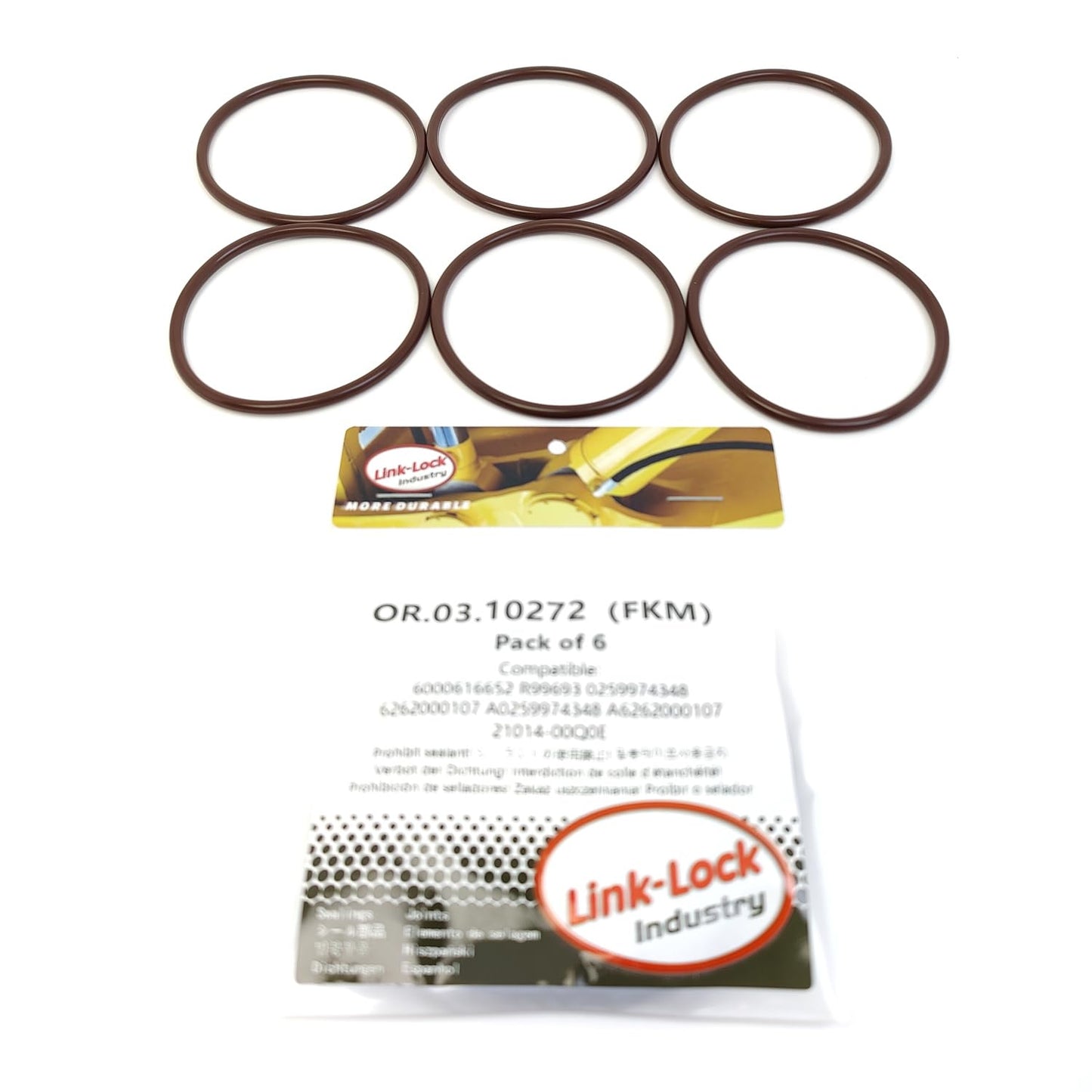 LINK-LOCK 6PCS OR.03.10272 FKM Viton ウォーターポンプ加圧エアチューブ用Oリングキット 210142393R 6000616652 R99693 0259974348 6262000107 A0259974348 A6262000107 21014-00Q0E 95517868 FLAT-R9M用