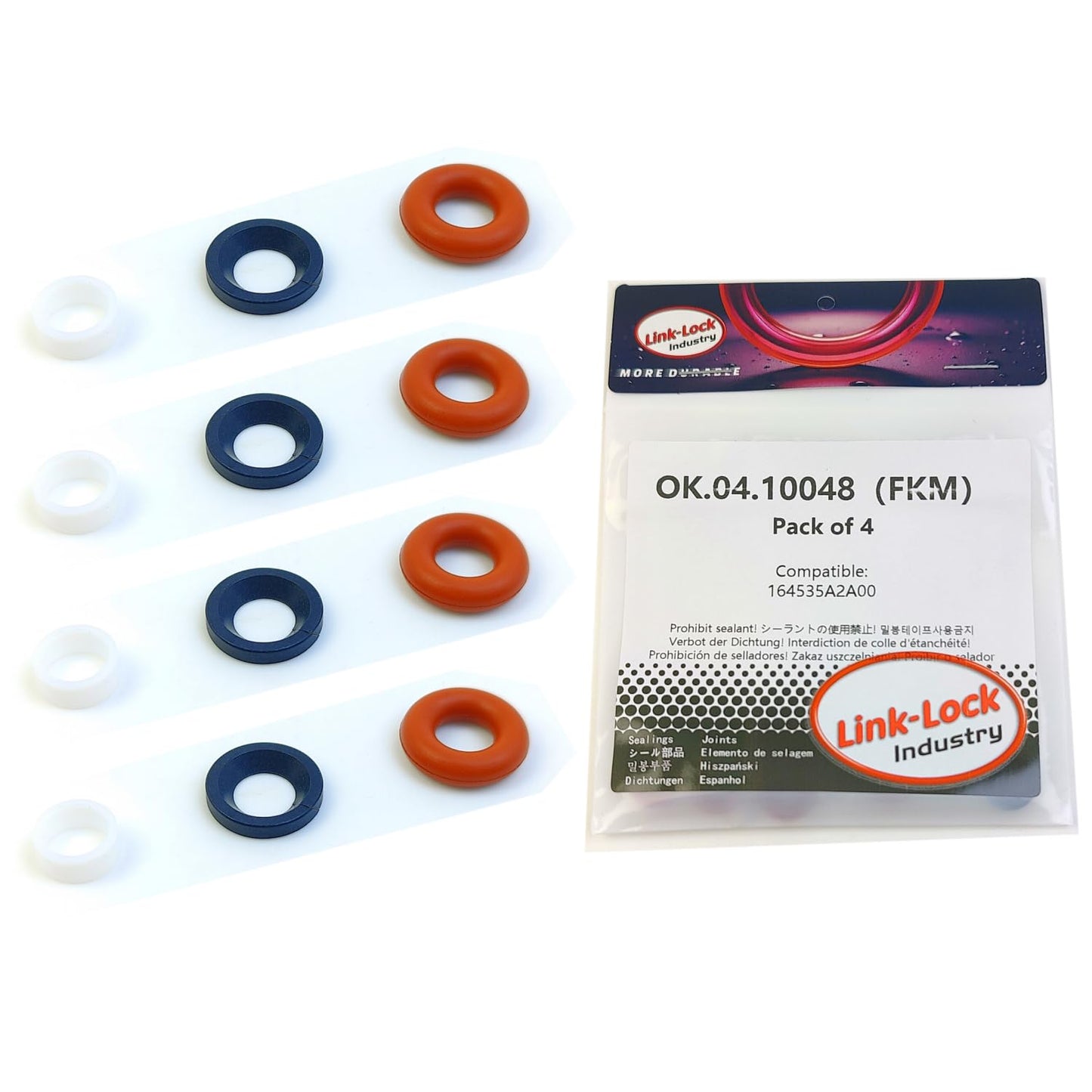 LINK-LOCK 4Set OK.04.10048 fuel injector repair kit 164535A2A00 with FKM Viton O-RING For HONDA 2.4L K24