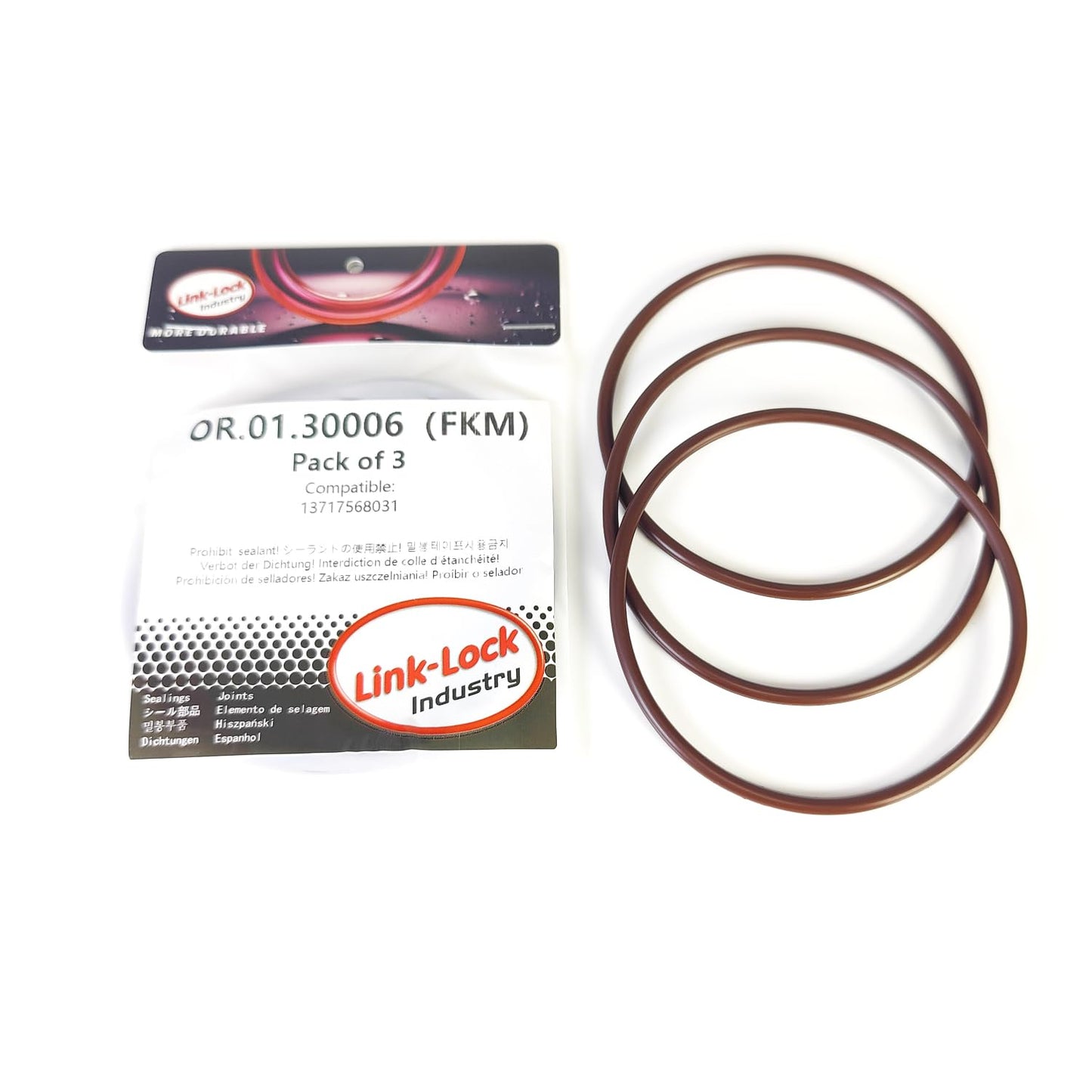LINK-LOCK 3PCS FKM Viton OR.01.30006 BMW N54 N55用エンジンインテークパイプOリング 13717568031
