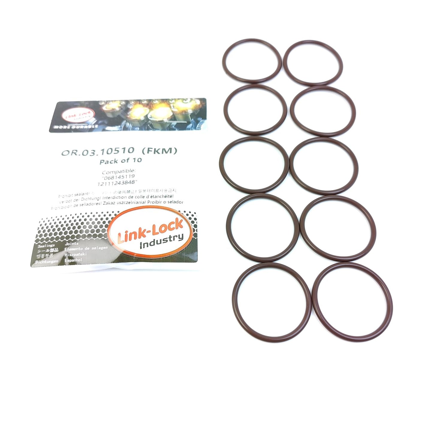 LINK-LOCK 10PCS OR.03.10510 FKM Viton Sealing O-Ring Kit of Ignition pulse sensor 068145119 12111243848 For AUDI For VW For BMW