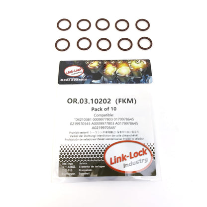 LINK-LOCK 10PCS OR.03.10202 FKM Viton Sealing O-Ring Kit of Common rail fuel injectors A0009977803 A0179978645 A0219970545 04210381 For MERCEDES-BENZ-OM473 OM471 OM470 For DEUTZ