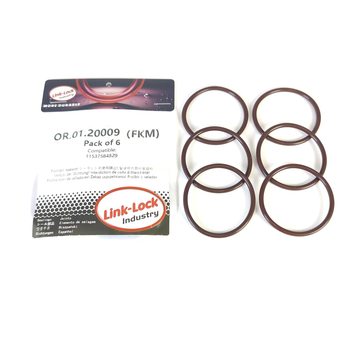LINK-LOCK 6PCS FKM Viton OR.01.20009 Engine coolant pipe / Water hose O-Ring 11537584829 for BMW N55