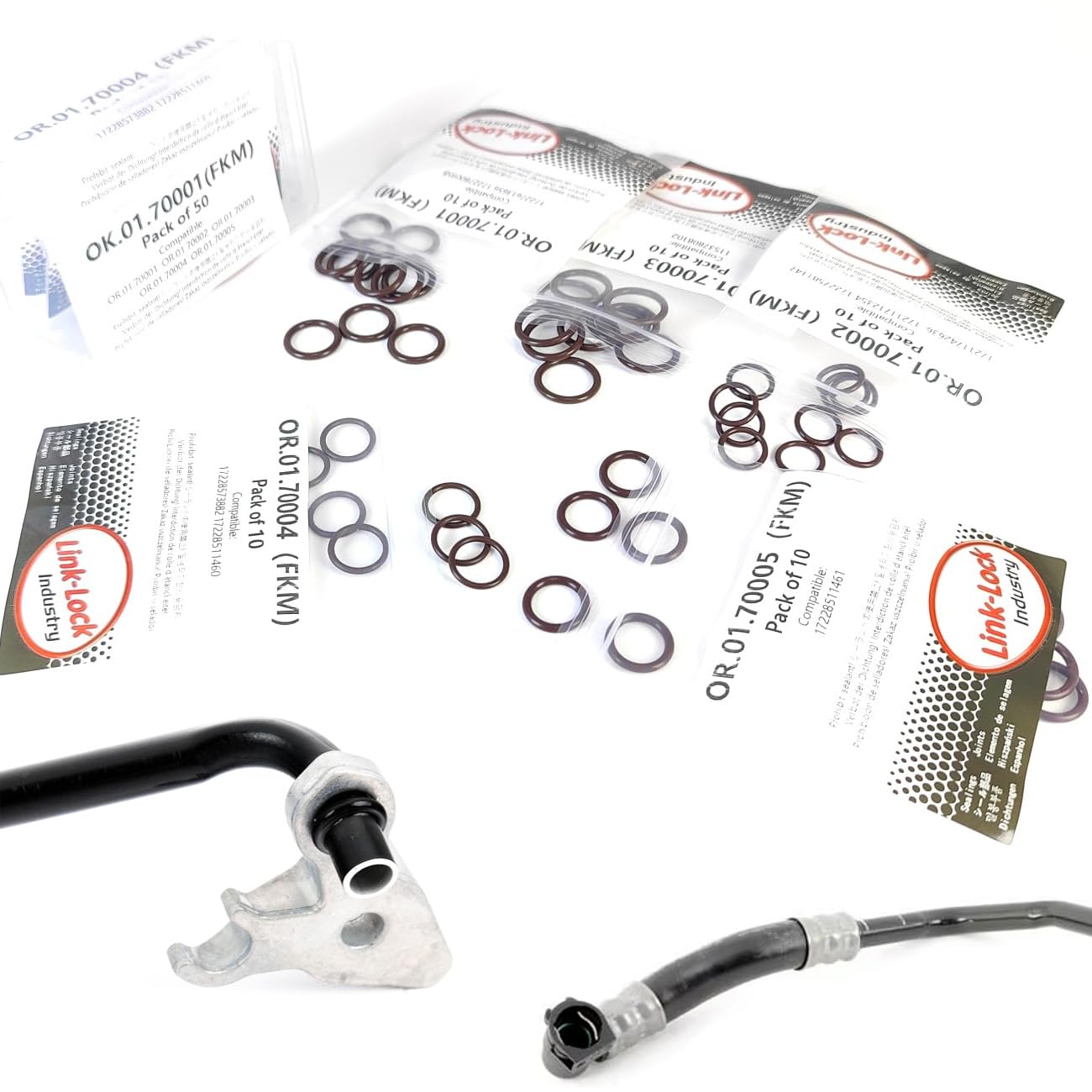 LINK-LOCK 50PCS FKM Viton OK.01.70001 O-RING Kit for transmission cooling pipe 17227613656 17227800958 17211742636 for BMW E46 E90 E93 E60 E65 F82 E66 F02 E70 E71 E85