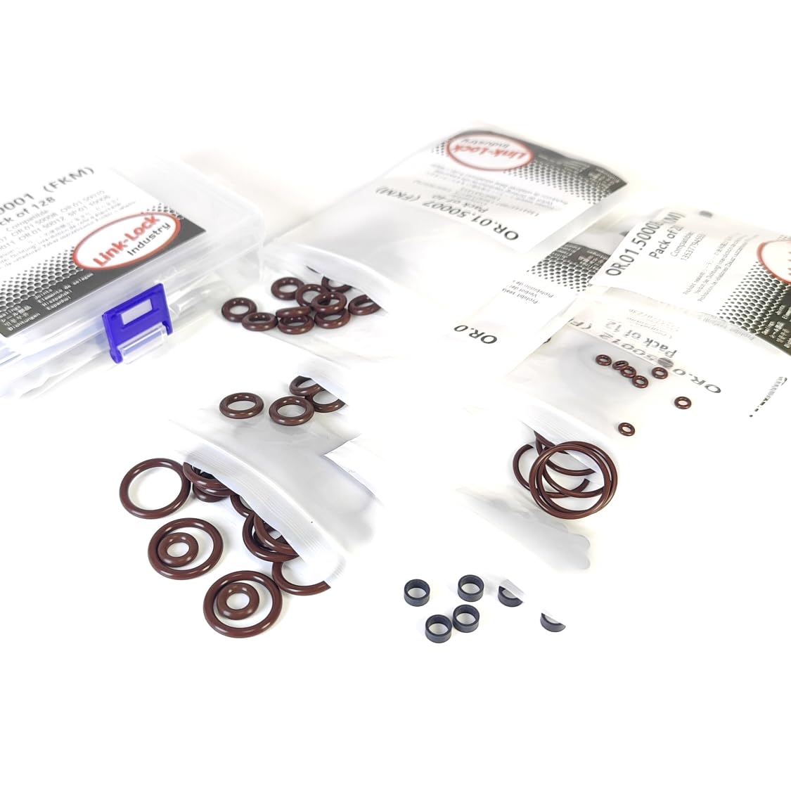LINK-LOCK 128PCS FKM Viton OK.01.50001 Injection valve O-RING kit 13641437487 13640148175  13647509752 13647531313 13537794553 for BMW N45 N46 N52 M52 M54 N62 W11 N12 N16