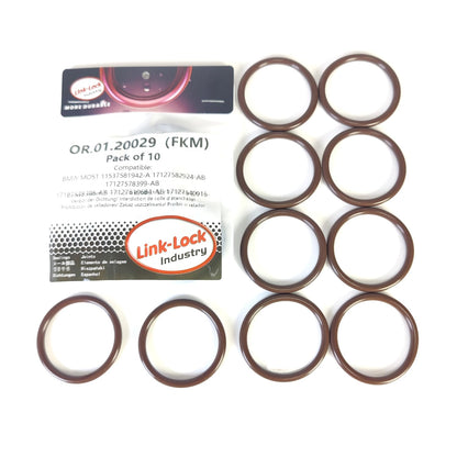 LINK-LOCK 10個 FKMバイトンOR.01.20029 エンジンクーラントパイプ/ウォーターホースOリング BMW MOST 11537581942-A 17127582924-AB 17127578399-AB BMW用 17127596837 17127596832 17127619684 17127578398 17127531579