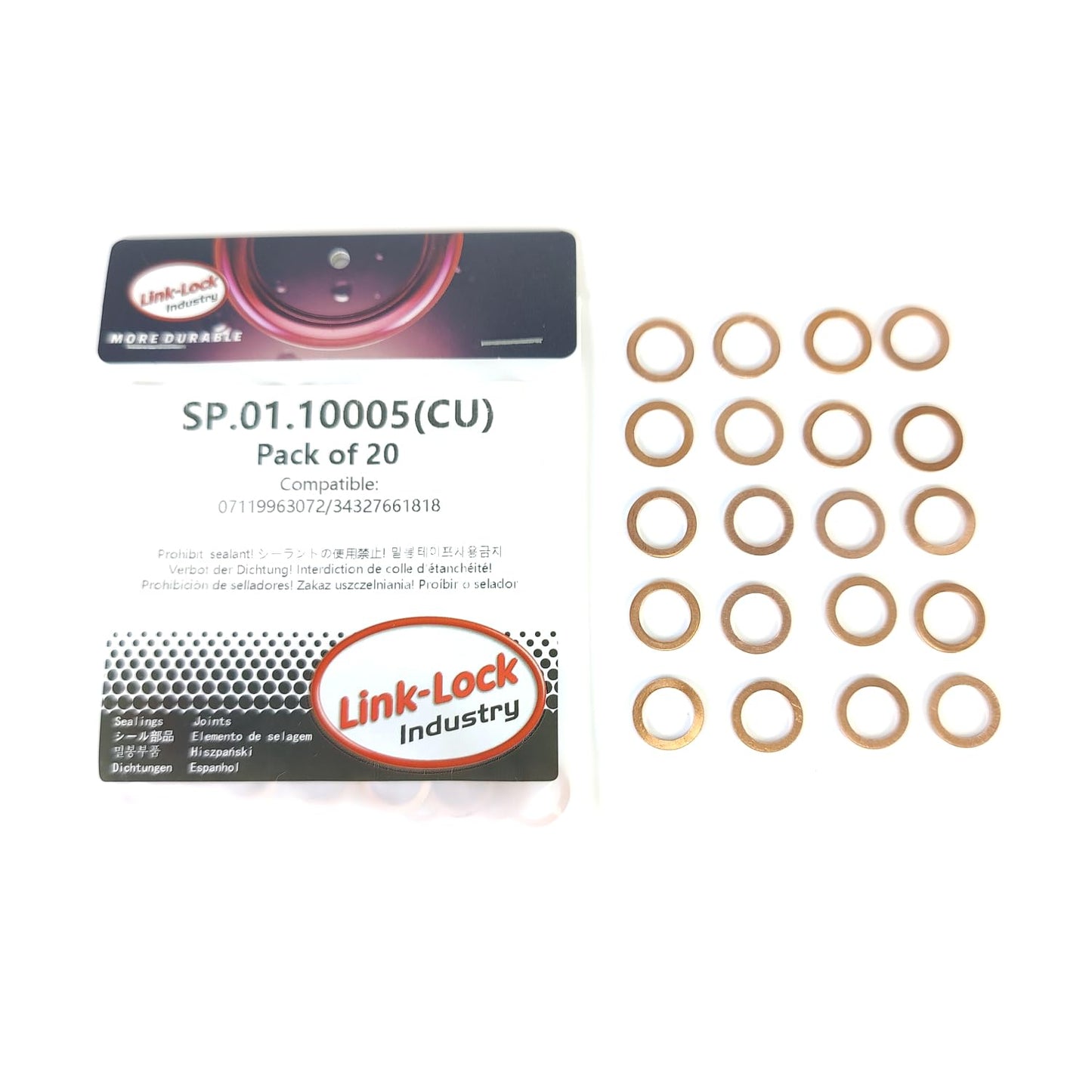 LINK-LOCK 20 PCS COPPER SP.01.10005 Copper gasket for oil pipeline 07119963072 34327661818 for BMW N63 M50 M52 M54 M40 M62 M60 M73 S63 S62