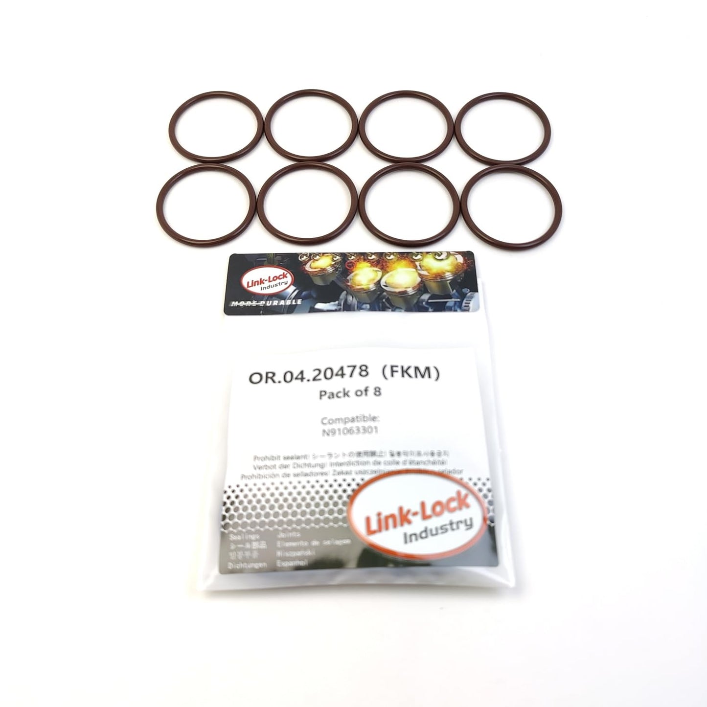 LINK-LOCK 8PCS OR.04.20478 FKM Viton Sealing O-Ring Kit of Air Filter Duct N91063301 for AUDI