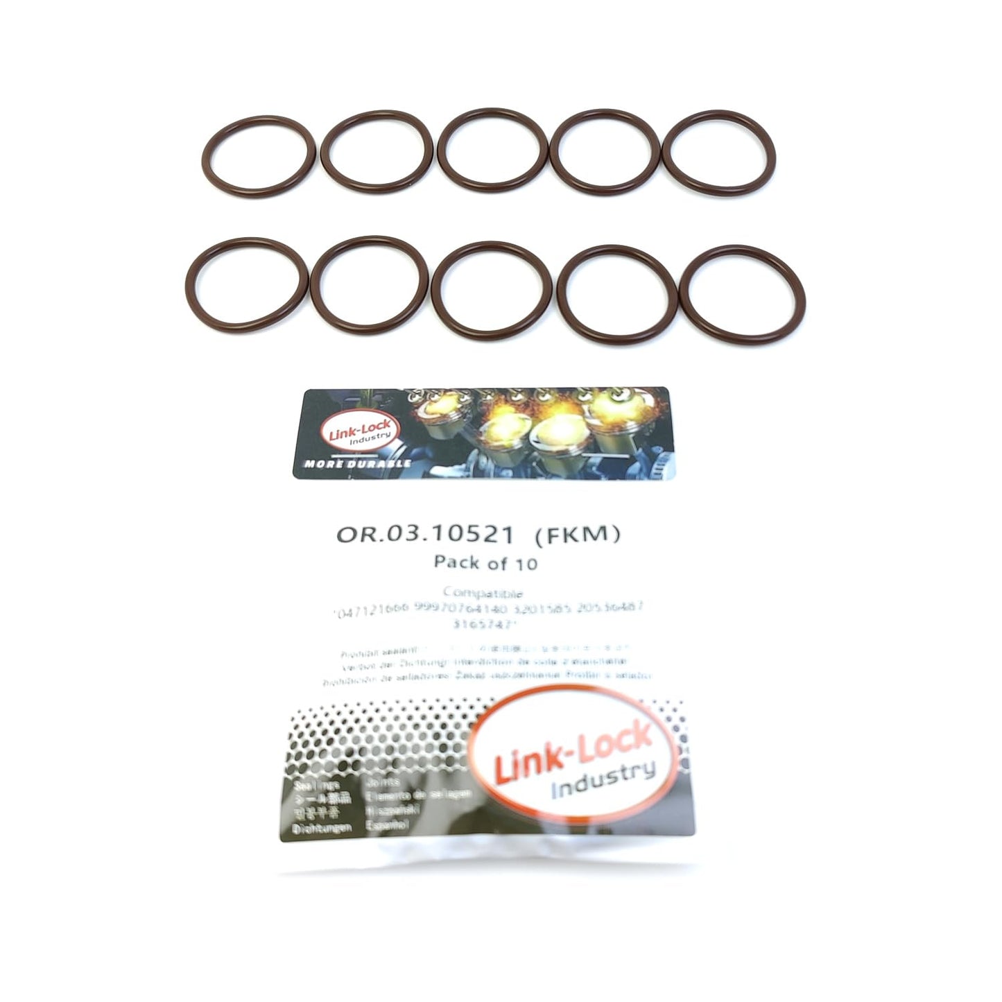 LINK-LOCK 10PCS OR.03.10521 FKM Viton Sealing O-Ring Kit of Cooling water pipe 047121666 99970764140 3201585 20536487 3165747 For AUDI For VW For PORSCHE For VOLVO