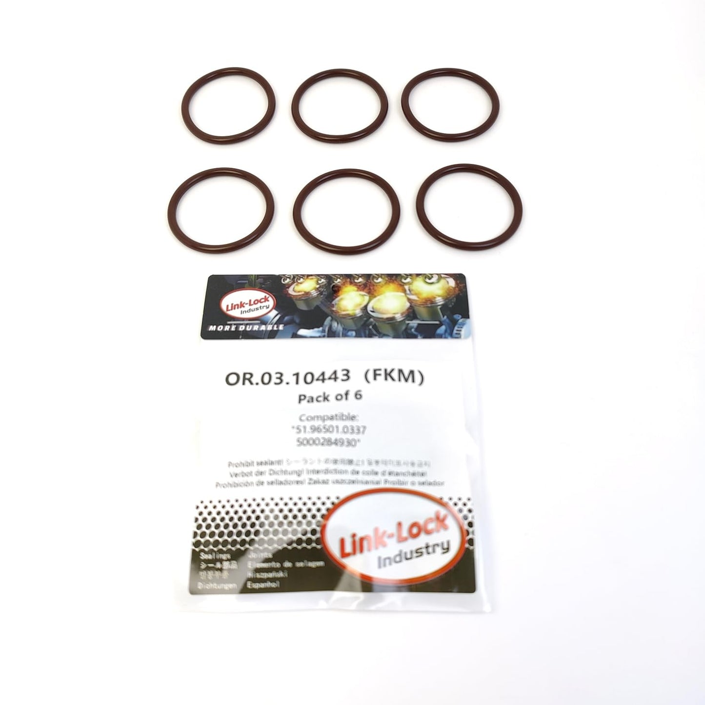LINK-LOCK 6個組 OR.03.10443 FKMバイトン 36.5×3.5 シーリングユニバーサルOリングキット 51.96501.0337 5000284930 ルノー・トラック、MAN用
