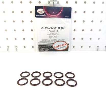 LINK-LOCK 10個 OR.04.20209 FKMバイトンシーリングOリングキット オイルアウトレット（チャージャー）JDE36824 LR073687 90301-14016 PE01-18-T41 ジャガー ランドローバー レクサス マツダ用