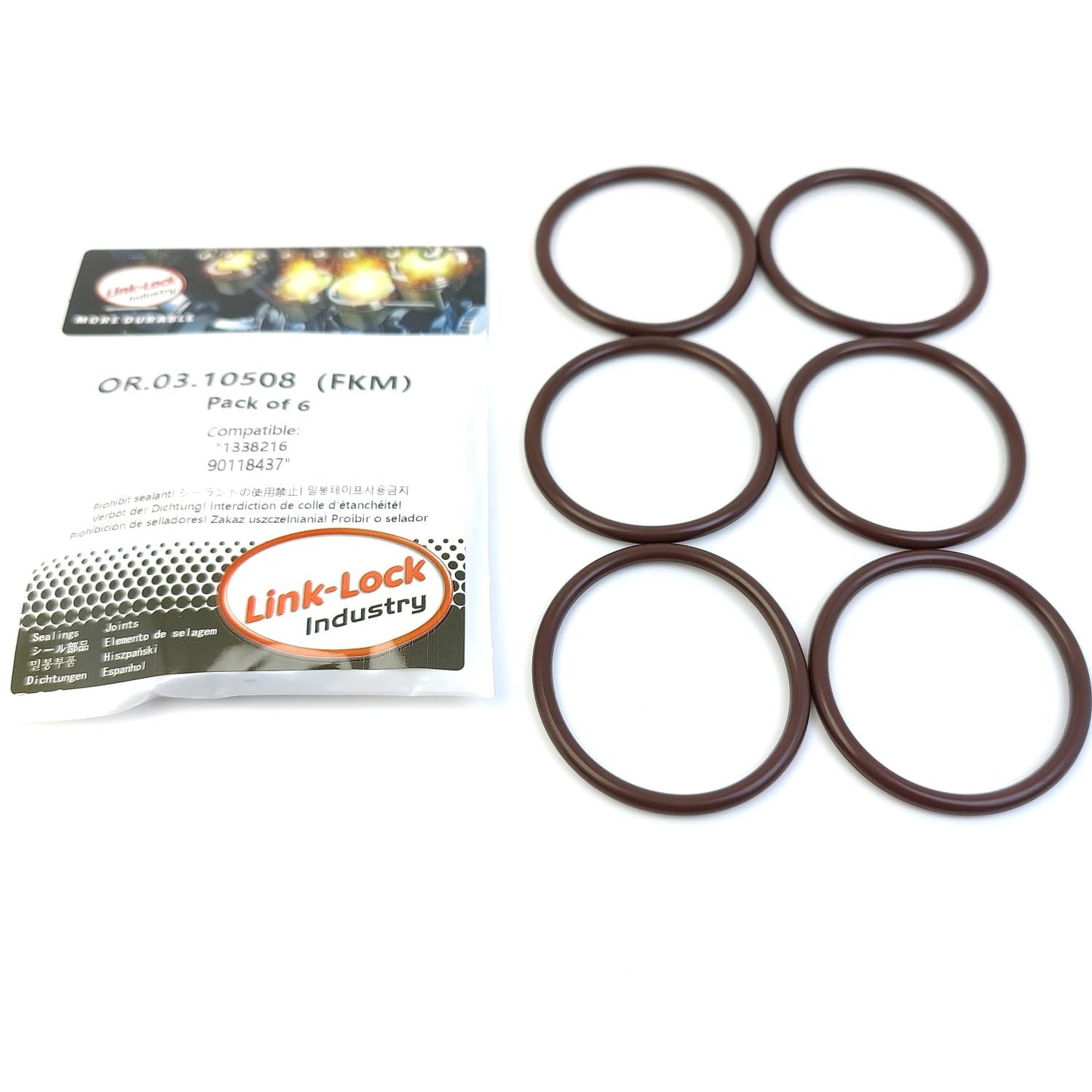 LINK-LOCK 6PCS OR.03.10508 FKM Viton Sealing O-Ring Kit of Thermostat housing 1338216 90118437 For OPEL