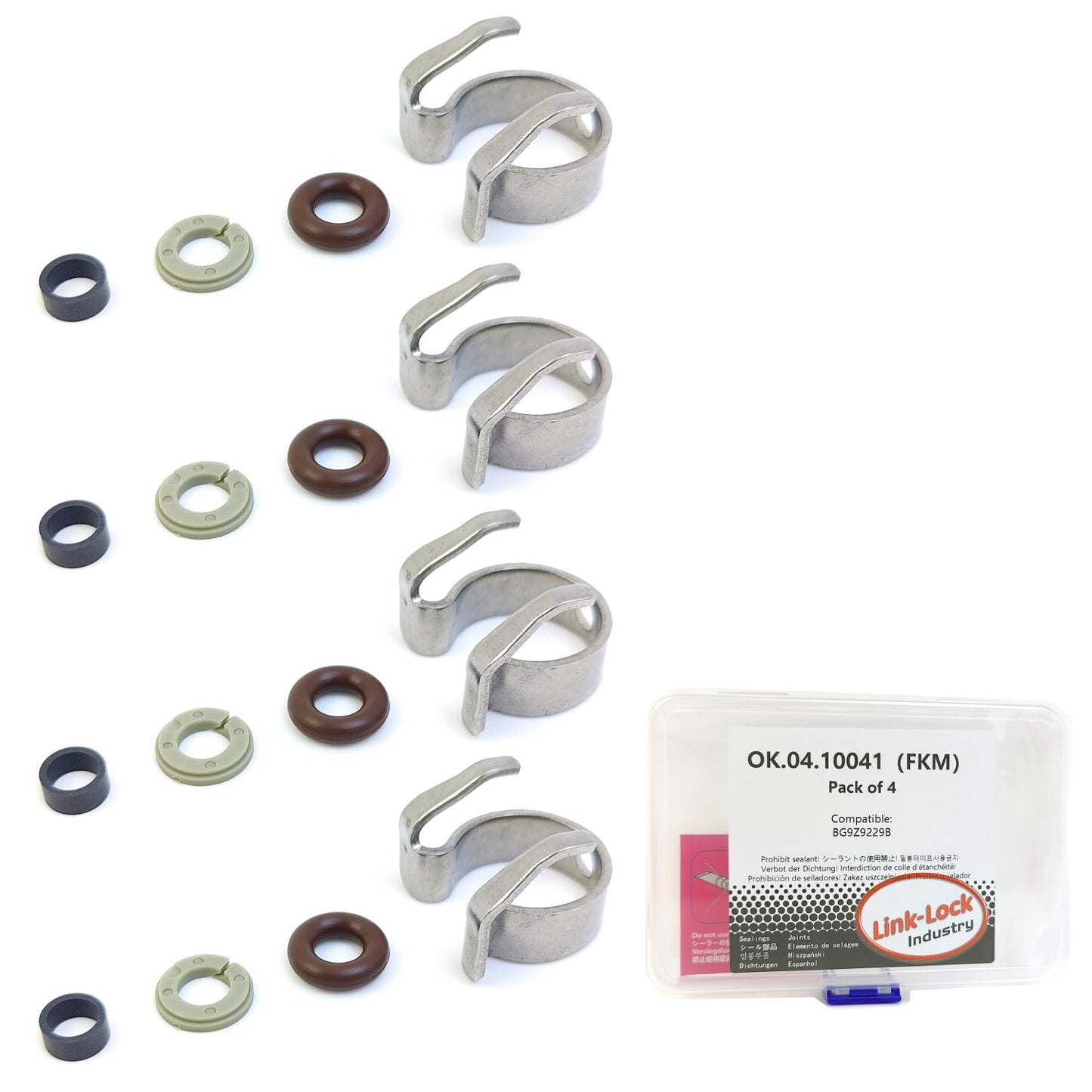 LINK-LOCK 4Set OK.04.10041 fuel injector repair kit BG9Z9229B with FKM Viton O-RING For FORD 2.3L L4 Turbocharged 2016-2018