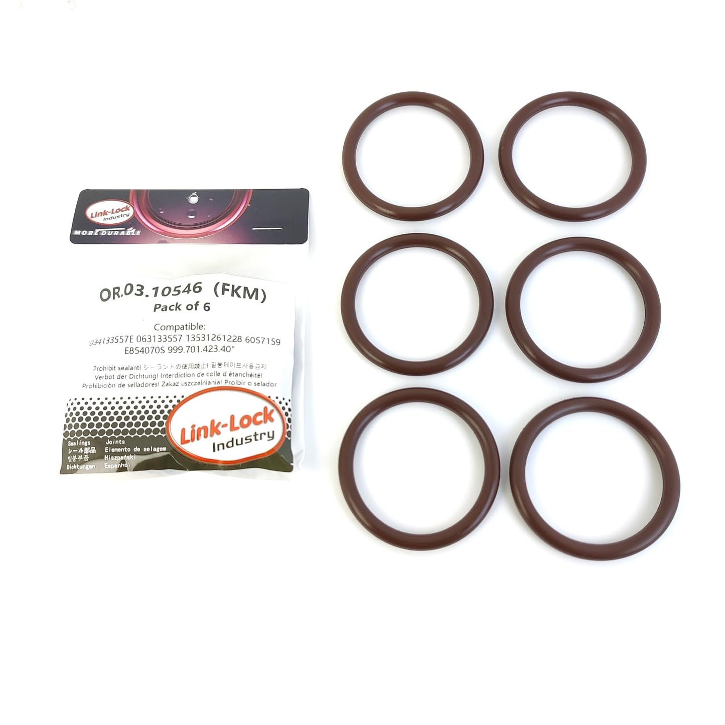 LINK-LOCK 6PCS OR.03.10546 FKM Viton Sealing O-Ring Kit of Injection valve 034133557E 063133557 13531261228 6057159 E854070S 999.701.423.40 For AUDI For VW For BMW For PORSCHE For FORD