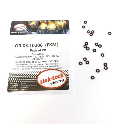LINK-LOCK 20PCS OR.03.10206 FKM Vitonコモンレール燃料噴射装置用Oリングキット WHT007480 WHT007480A 16451-RL0-G01 C2S52492 65.96501-0032 65.96501-0033 XR857430 AUDI-DDVB DEWB PORSCHE用