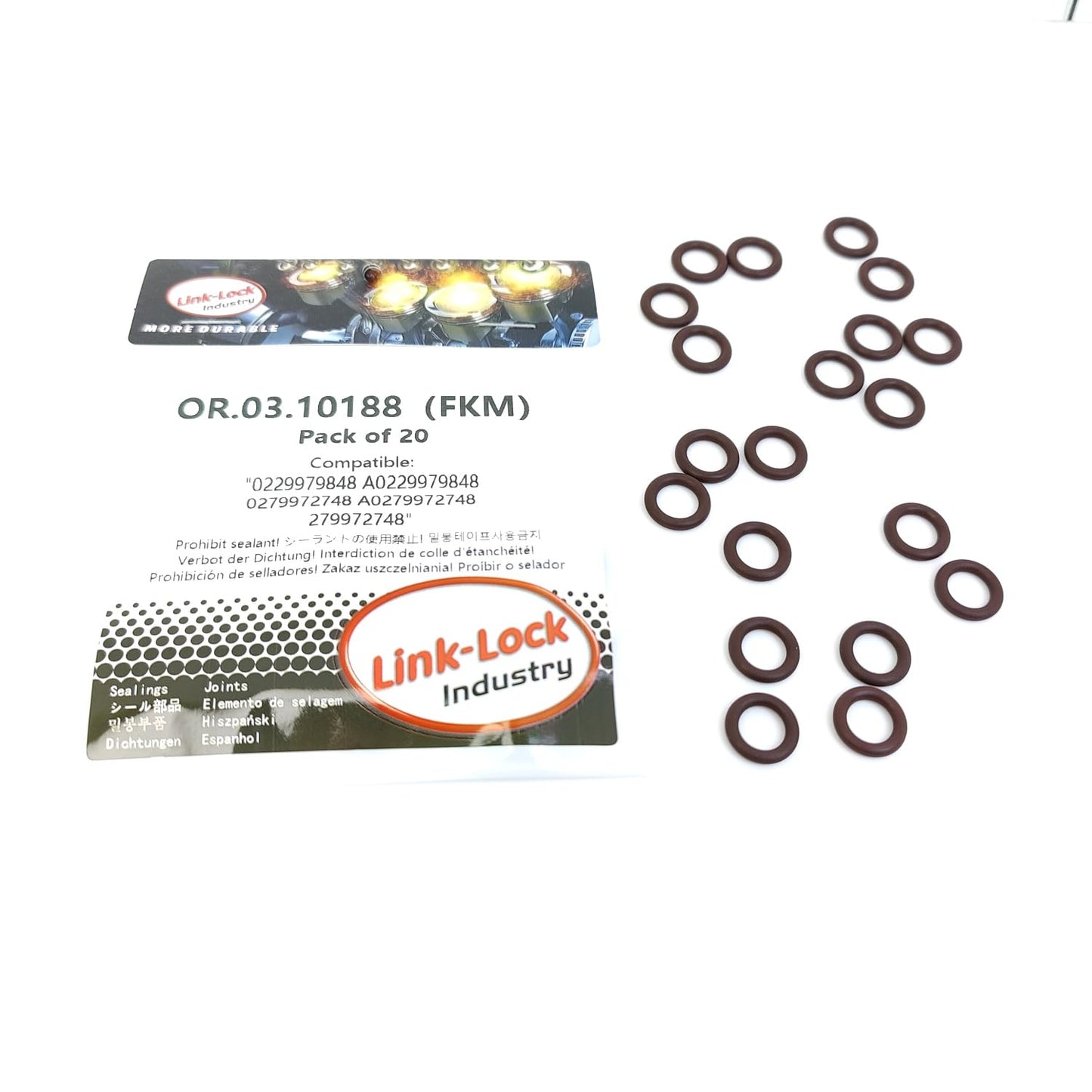 LINK-LOCK 20PCS OR.03.10188 FKM Viton Sealing O-Ring Kit Applicable to 0229979848 A0229979848 0279972748 A0279972748 279972748 For MERCEDES-BENZ-OM651 M133 M274 M276 OM642 M278