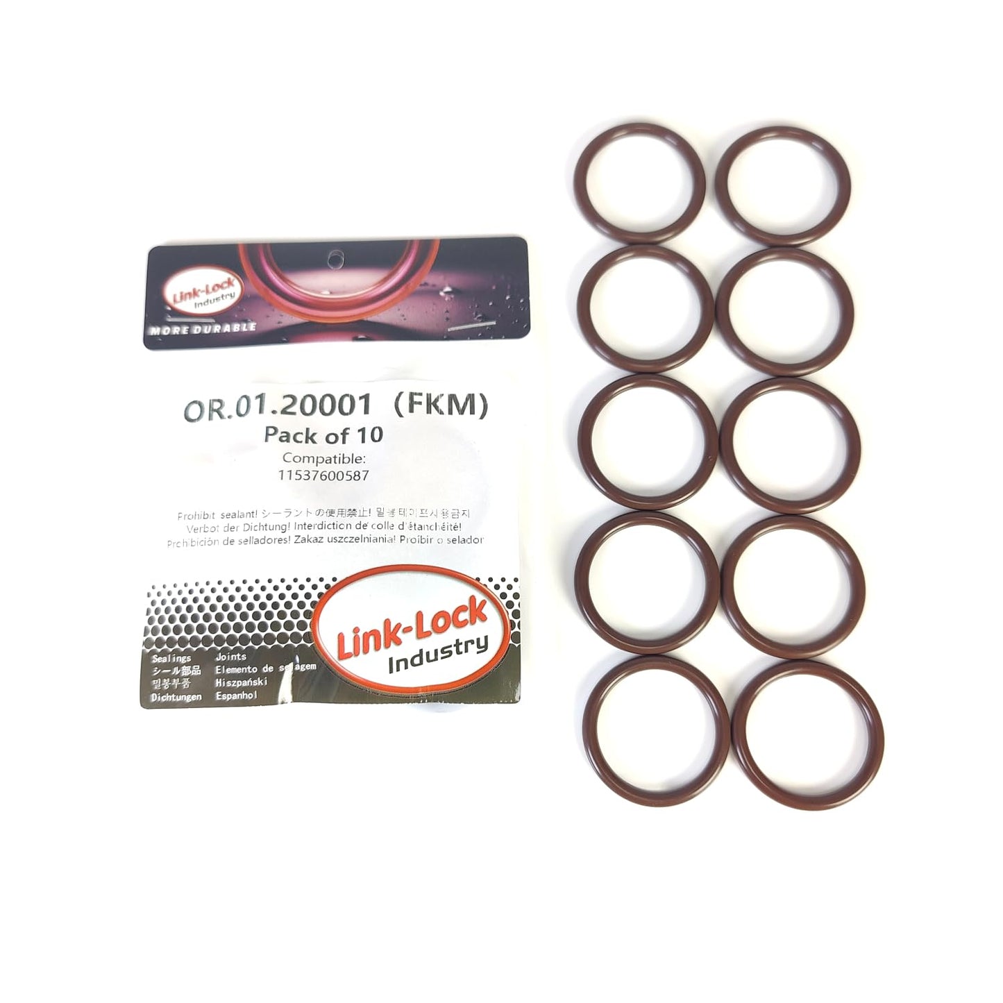 LINK-LOCK 10PCS FKM Viton OR.01.20001 Engine coolant pipe / Water hose O-Ring 11537600587 for BMW N13