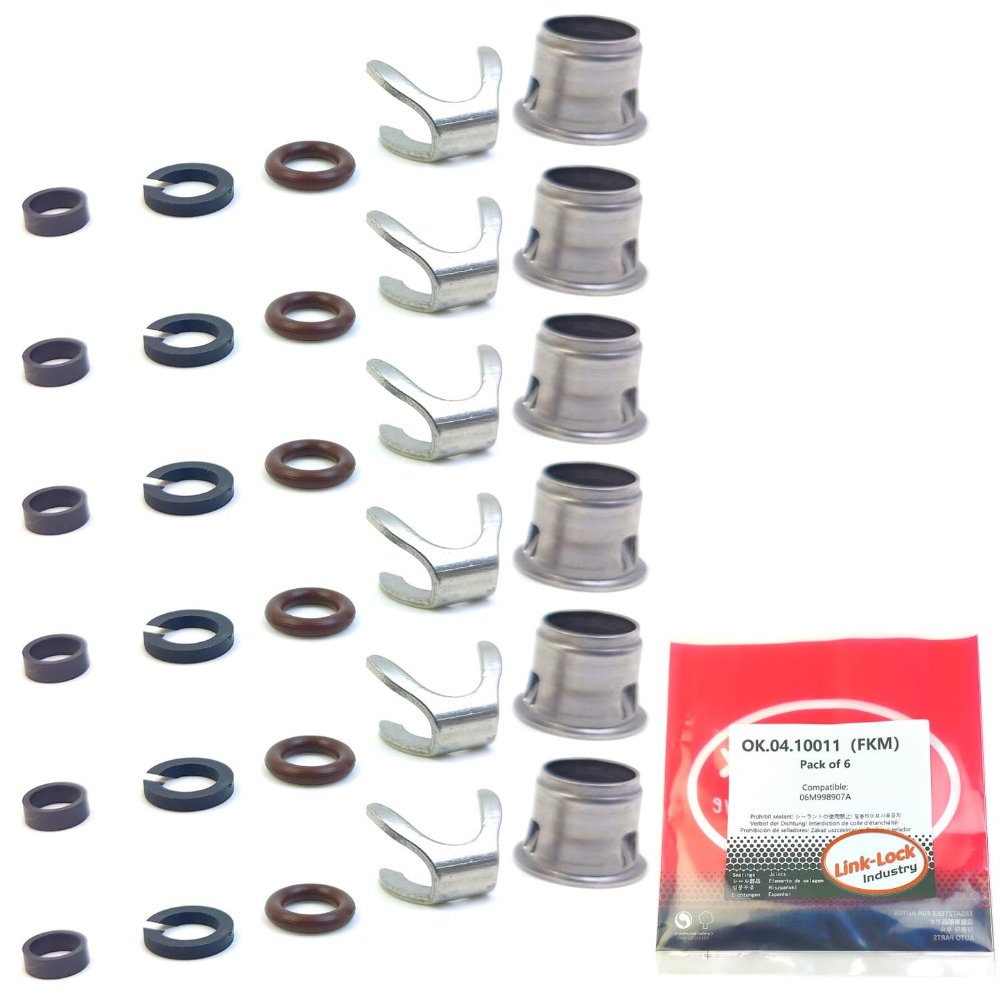 LINK-LOCK 6Set OK.04.10011 fuel injector repair kit 06M998907A with FKM Viton O-RING For VW For AUDI 3.0T 55T DCBE DLZA DCBD